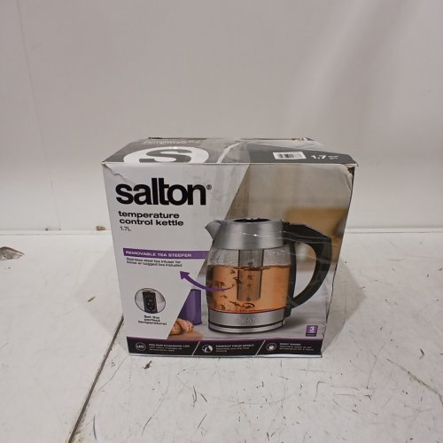SALTON TEMPERATURE TOUCH CONTROL KETTLE WITH REMOVABLE TEA STEEPER - 1.7L - BRUSHED CHROME/CLEAR (MODEL: GK2160) image 7