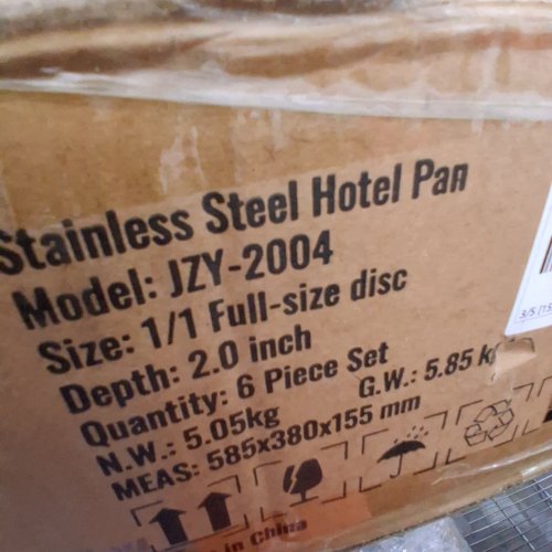 6PK STAINLESS STEEL HOTEL PAN SET - 1/1 FULL SIZE, 2" DEEP - STAINLESS STEEL (MODEL: JZY-2004) image 2