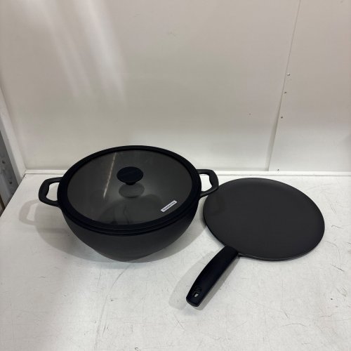 3PC TRAMONTINA PRE-SEASONED CAST IRON SET - 7QT (11") - BLACK (MODEL : 1901865) image 2
