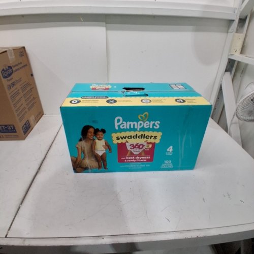 100PK PAMPERS SWADDLERS UP TO 100% LEAKPROOF BABY DIAPERS - SIZE 4 (15-34LBS) image 2