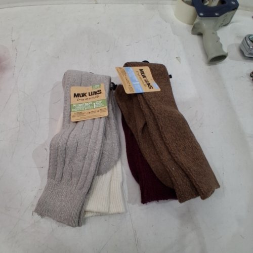 4PK MUK LUKS WOMEN'S MICROFIBER MID CALF SOCKS - 6-11 SHOES - BROWN\RED\GREY\WHITE image 2
