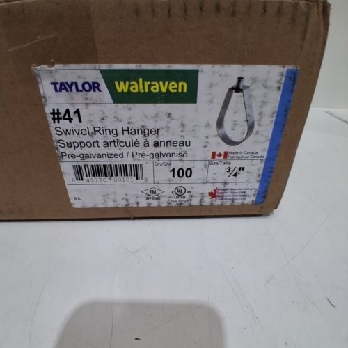 100PK TAYLOR WALRAVEN 41 SERIES #41 SWIVEL RING HANGER WITH ZINC-PLATED INSERT NUT - 3/4" - SILVER image 2