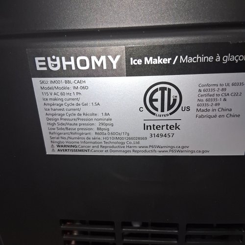 EUHOMY COUNTERTOP ICE MAKER - MAKES 26LBS/DAY - BLACK (MODEL: IM-06D) image 6