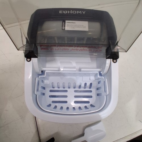 EUHOMY COUNTERTOP ICE MAKER MACHINE WITH HANDLE, BASKET AND SCOOP - MAKES 26LB PER DAY - SILVER (MODEL: IM-01X/IM008-B IN008-BSI-CAEH) image 5