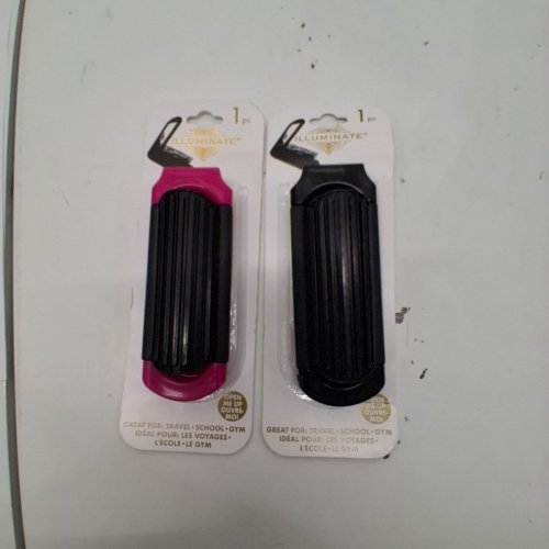 2 ILLUMINATE FOLDABLE HAIR BRUSH WITH MIRROR - BLACK/ PINK & BLACK image 4
