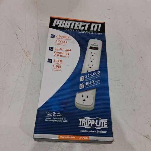 TRIPP LITE 7-OUTLET SURGE PROTECTOR POWER BAR WITH 25FT CORD - 1080 JOULES - LIGHT GREY (MODEL: TLP725) image 3