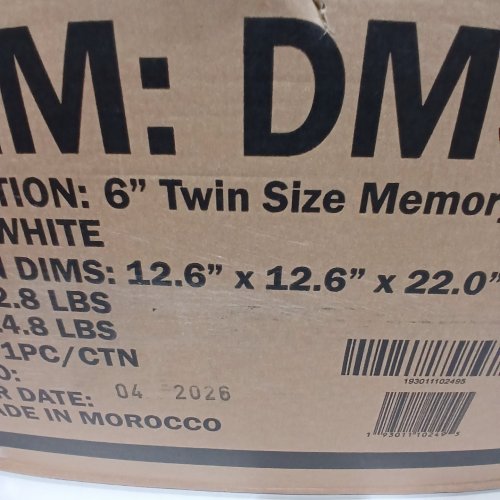 FURNITURE OF AMERICA ARTEMISIA 6" MEMORY FOAM MATTRESS - TWIN - WHITE (MODEL: DM510-T) image 2
