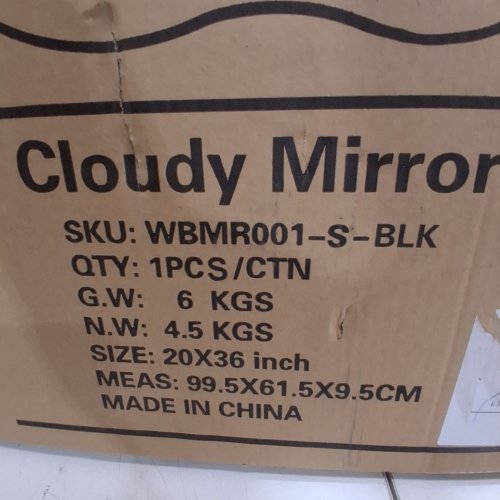 WALL MOUNTABLE CLOUD MIRROR FOR LIVING ROOM / BEDROOM - 20" X 36" - BLACK (MODEL:WBMR001-S-BLK) image 2