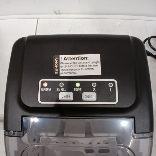 EUHOMY COUNTERTOP ICE MAKER MACHINE WITH HANDLE, BASKET AND SCOOP - MAKES 26LBS PER DAY - BLACK (MODEL: IM030-BBL-CAEH) image 2