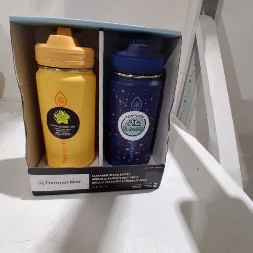 2PK THERMOFLASK STAINLESS STEEL BOTTLE - 16OZ - YELLOW/BLUE (MODEL: 2880559) image 2