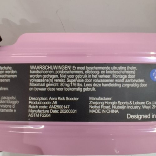 AERO A5 SCOOTER FOR KIDS 6-12 WITH LIGHT UP WHEELS - 7" - PINK (MODEL: A5) image 3