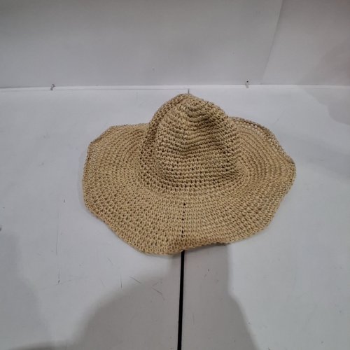 WIDE BRIN SUNSHADE STRAW HAT - OSFM - TAN image 2