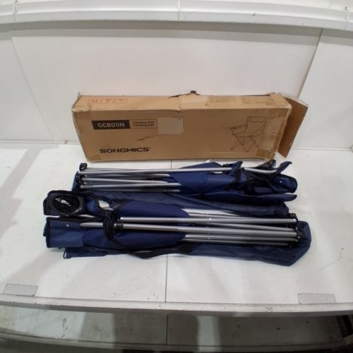 2PK SONGMICS FOLDING CAMPING CHAIRS WITH ARMRESTS AND CUP HOLDER - 265 LBS MAX - NAVY BLUE (MODEL: GCB01N) image 2