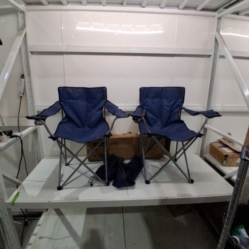 2PK SONGMICS FOLDING CAMPING CHAIRS WITH ARMRESTS AND CUP HOLDER - 265 LBS MAX - NAVY BLUE (MODEL: GCB01N) image 3