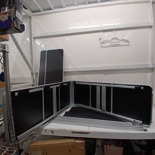 REDCAMP PORTABLE POP-UP BAR TABLE WITH BAR SKIRTS AND STORAGE SHELF - 81.5" X 15.4" X 32.7" - BLACK (MODEL: 31311) image 4