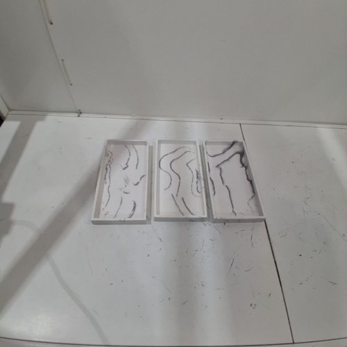 3PK ANKO MARBLE RECTANGULAR TRAY - 12" X 6" X 1.2" - WHITE image 3