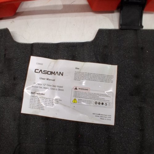 33PC CASOMAN DRIVE DEEP IMPACT SOCKET SET WITH CASE - 1\2" - BLACK\RED (MODEL:CS602) image 2