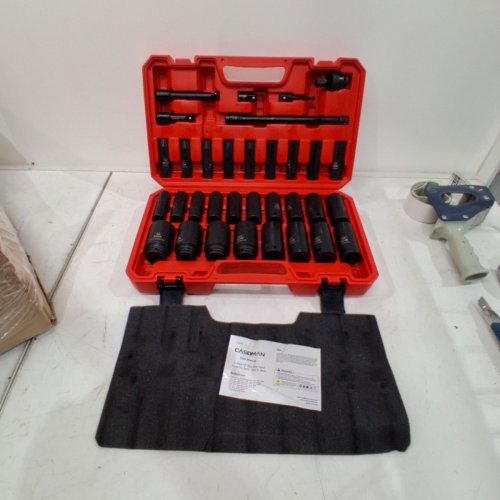 33PC CASOMAN DRIVE DEEP IMPACT SOCKET SET WITH CASE - 1\2" - BLACK\RED (MODEL:CS602) image 3