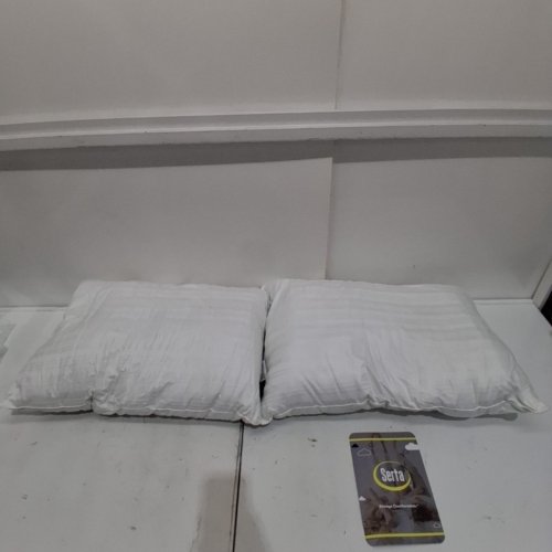 2PK SERTA WHITE GOOSE FEATHER MEDIUM FIRM SLEEPER PILLOW - JUMBO (18" X 26") - WHITE image 2