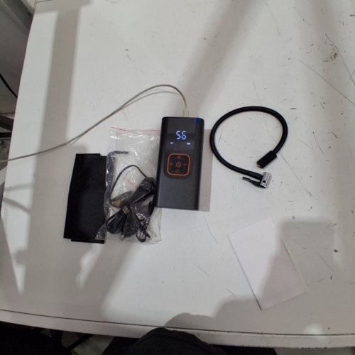 QKMPOM TIRE INFLATOR PORTABLE AIR COMPRESSOR - 180PSI -12V - BLACK/ORANGE (MODEL: L206) image 2