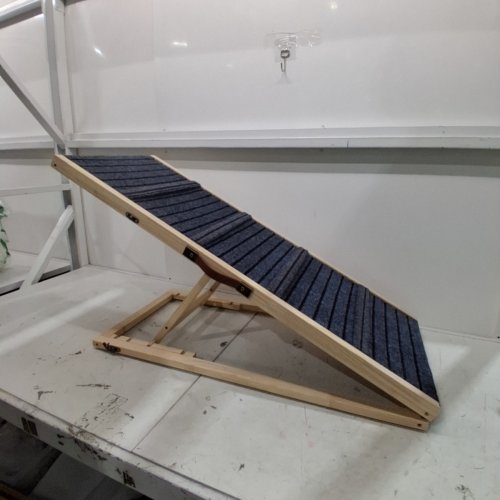 OAPETY ADJUSTABLE FOLDABLE DOG RAMP 12" - 24", 200LBS - GRAY AND NATURAL WOOD (MODEL: YS416011) image 2