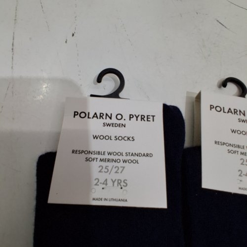 3 POLARN O. PYRET SOFT MERINO WOOL SOCKS - 25/27, 2-4 YRS - NAVY image 3