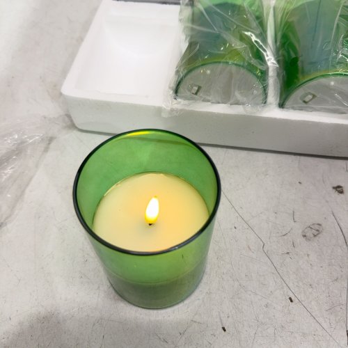 3PC EYWAMAGE FLAMELESS CANDLES WITH REMOTE - GREEN image 2