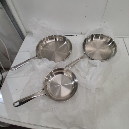 3PC JAMIE OLIVER T-FAL STAINLESS STEEL FRYING PAN SET - 8"/9.5"/10" - SILVER (MODEL: E311S334) image 2