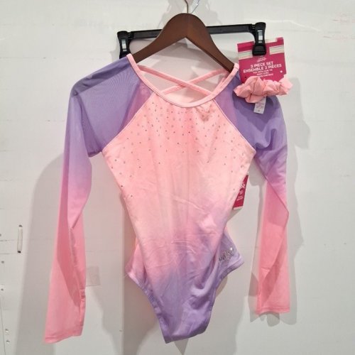 2PC GIRL'S JUSTICE DANCE LEOTARD SET - EXTRA LARGE (16/18) - PINK/PURPLE image 2