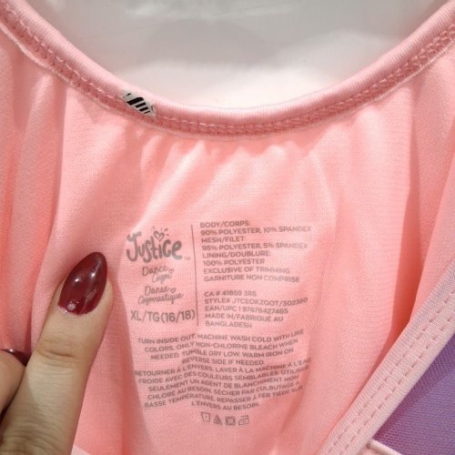2PC GIRL'S JUSTICE DANCE LEOTARD SET - EXTRA LARGE (16/18) - PINK/PURPLE image 3