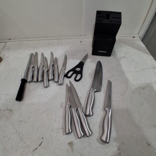 15PC FARBERWARE PLATINUM STAINLESS STEEL CUTLERY SET - SILVER/BLACK - image 2