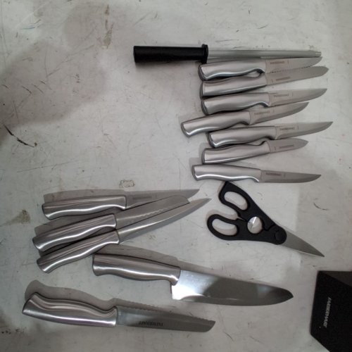 15PC FARBERWARE PLATINUM STAINLESS STEEL CUTLERY SET - SILVER/BLACK - image 3
