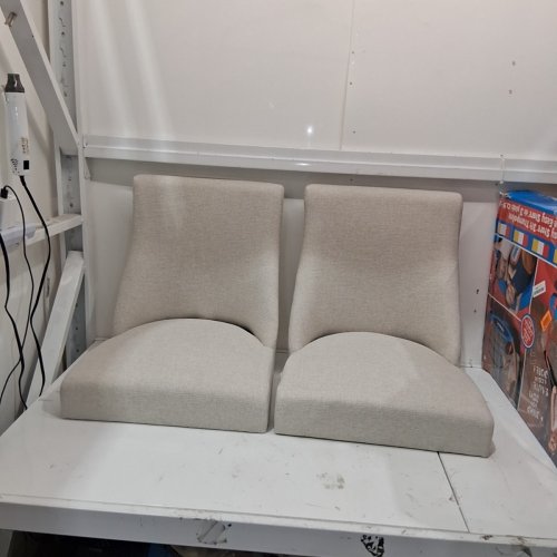 2PK COLAMY UPHOLSTERED SOLID WOOD FABRIC PARSONS DINING CHAIRS - BEIGE - (MODEL: 3109) image 4