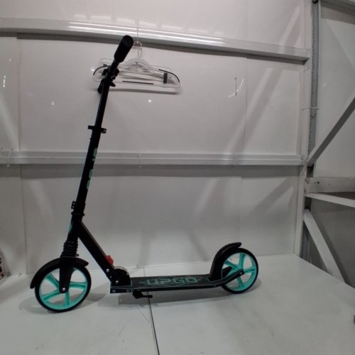 UPGO FOLDABLE KICK SCOOTER FOR AGES 6+ - 240 LBS MAX - BLACK/AQUA BLUE/GREEN image 2