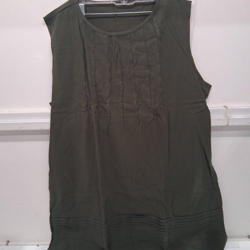 WOMEN'S LINEN-BLEND PLEATED ROUND NECK CASUAL SUMMER DRESS - 5XL - BLACK image 2