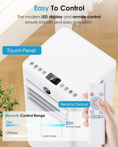 MONRIKON PORTABLE AIR CONDITIONER WITH 2 SPEED FAN, 24H AUTO OFF TIMER/REMOTE CONTROL & 8,000BTU - 350 SQ. FT - WHITE (MODEL: OI-A016JC05N3) image 4