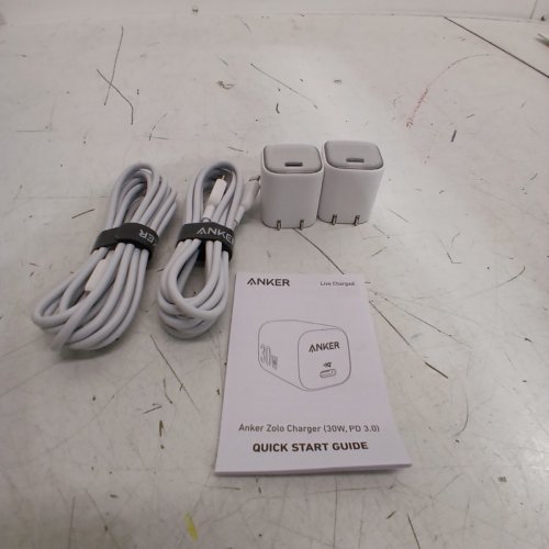 2PK ANKER CHARGER WITH USB-C TO LIGHTNING CABLE, COMPATIBLE WITH IPHONE, IPAD & IPOD - 6FT CABLE - 30W - WHITE (MODEL: 3431600) image 2