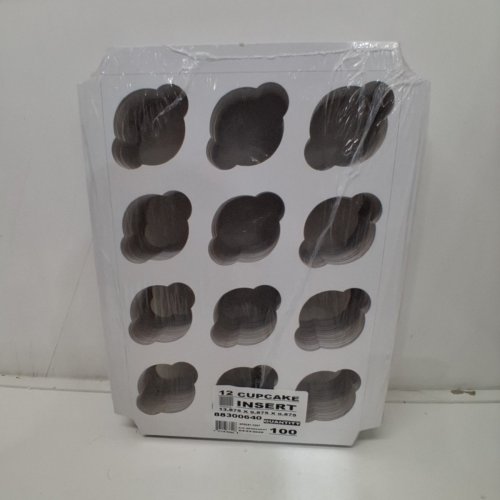100PK CUPCAKE INSERTS FOR BAKERY BOXES - 12 CUPS EACH - 13.875" X 9.875" X 0.875" - WHITE image 2