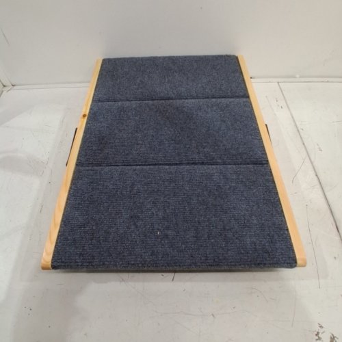 3-STEP COLLAPSIBLE STAIRCASE STYLE PADDED WOODEN PET STEPS FOR SMALL/MEDIUM PETS - 150LB MAX - NATURAL/BLUE (MODEL: ZD-25DOG05) image 2