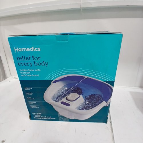 HOMEDICS BUBBLE BLISS ELITE FOOTBATH WITH 2 SOLE MASAGE NODES AND PEDICURE BRUSH - WHITE / PURPLE (MODEL: FB-380HJA) image 2
