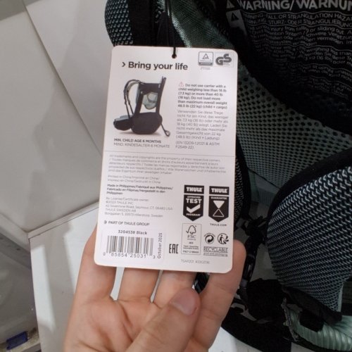THULE SAPLING CHILD CARRIER BACKPACK, MAX 40LBS - BLACK/BLUE- (MODEL:3204538) image 4