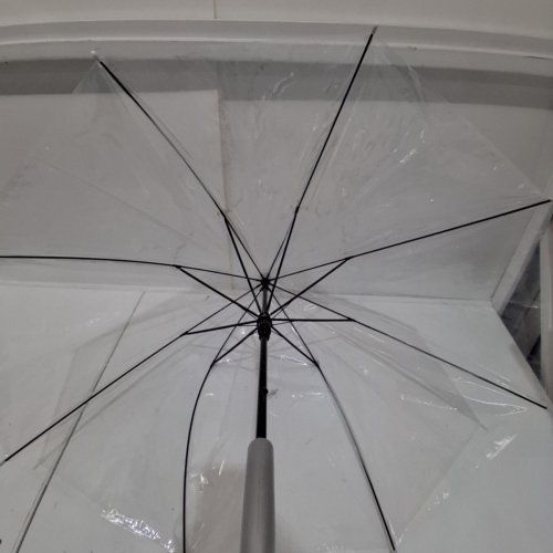 WASING AUTO-OPEN WINDPROOF CLEAR BUBBLE UMBRELLA WITH EUROPEAN J HOOK HANDLE - 46'' - CLEAR image 4