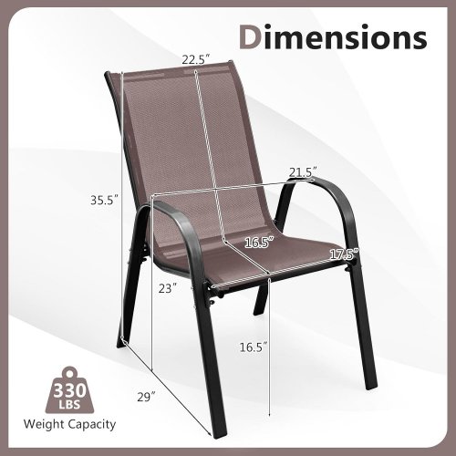 4PK JEAREY STACKABLE OUTDOOR PATIO DINING CHAIR - 330LBS MAX - BROWN (MODEL: A045-013-001-016) image 6