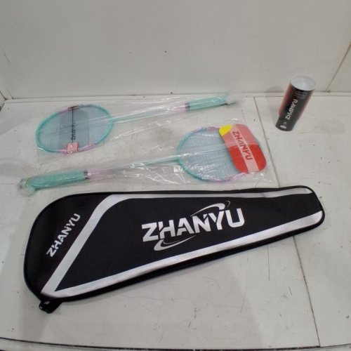 2PK SQVXPKA ULTRA-LIGHT BADMINTON RACKETS WITH SHUTTLECOCK AND CARRYING BAG - 26.5" - BLUE/PINK image 2