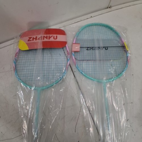 2PK SQVXPKA ULTRA-LIGHT BADMINTON RACKETS WITH SHUTTLECOCK AND CARRYING BAG - 26.5" - BLUE/PINK image 3