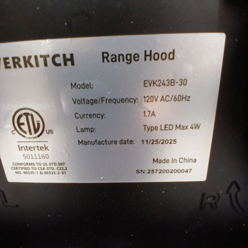 EVERKITCH UNDER CABINET WITH TOUCH CONTROL AND DIMMABLE LIGHTS RANGE HOOD - 30" - BLACK (MODEL: EVK243B-30) image 3