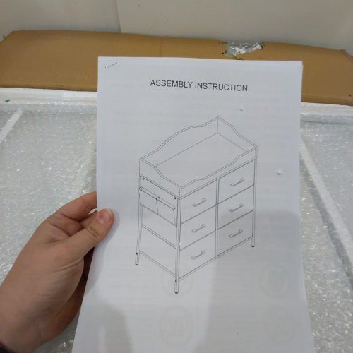 MOBILE STORAGE CHANGING TABLE DRESSER WITH 6 FABRIC DRAWERS - WHITE (MODEL: HNT01 / HNT02 / HNT03) image 4