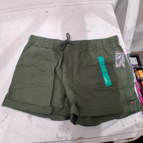 WOMEN'S GEORGE TWILL CUFFED DRAWSTRING SHORTS - EXTRA LARGE - OLIVE GREEN image 2