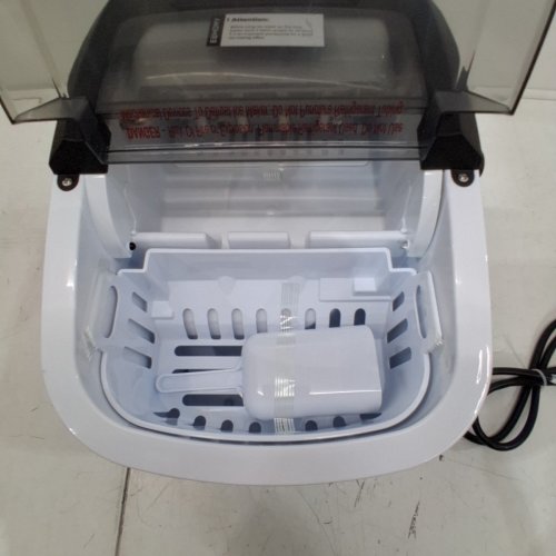 EUHOMY COUNTERTOP ICE MAKER MACHINE WITH HANDLE, BASKET AND SCOOP - MAKES 26LB PER DAY - SILVER (MODEL: IM-01X/IM008-B IN008-BSI-CAEH) image 4