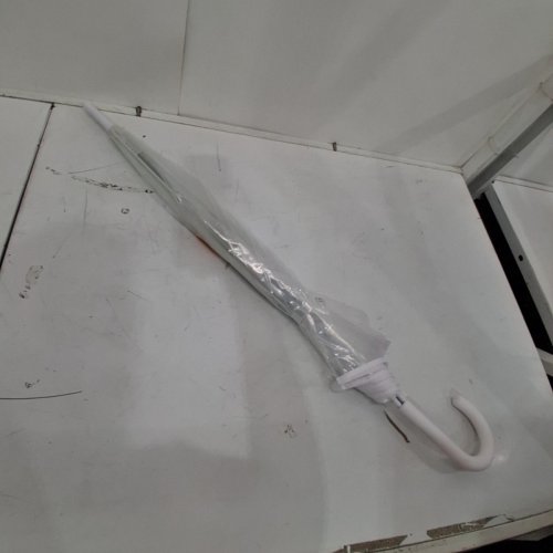 CLEAR BUBBLE UMBRELLA WITH J-HOOK HANDLE - 32'' - CLEAR/WHITE image 2